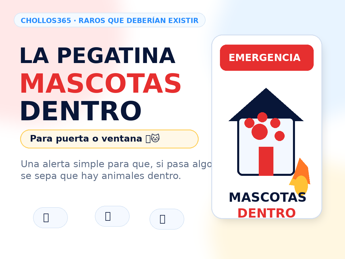 Pegatina para avisar de que hay mascotas dentro en caso de emergencia